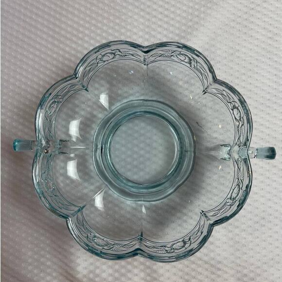 Vintage Clear Glass Bowl with Handles Floral Design Candy Dish - Picture 5 of 10